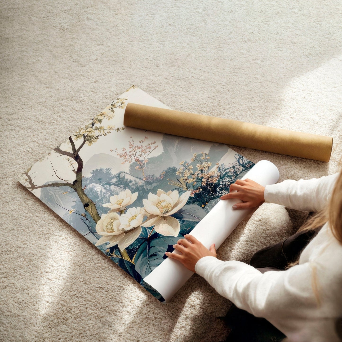 Paintings For Living Room | Set of 3 Chinoiserie Wall art Prints