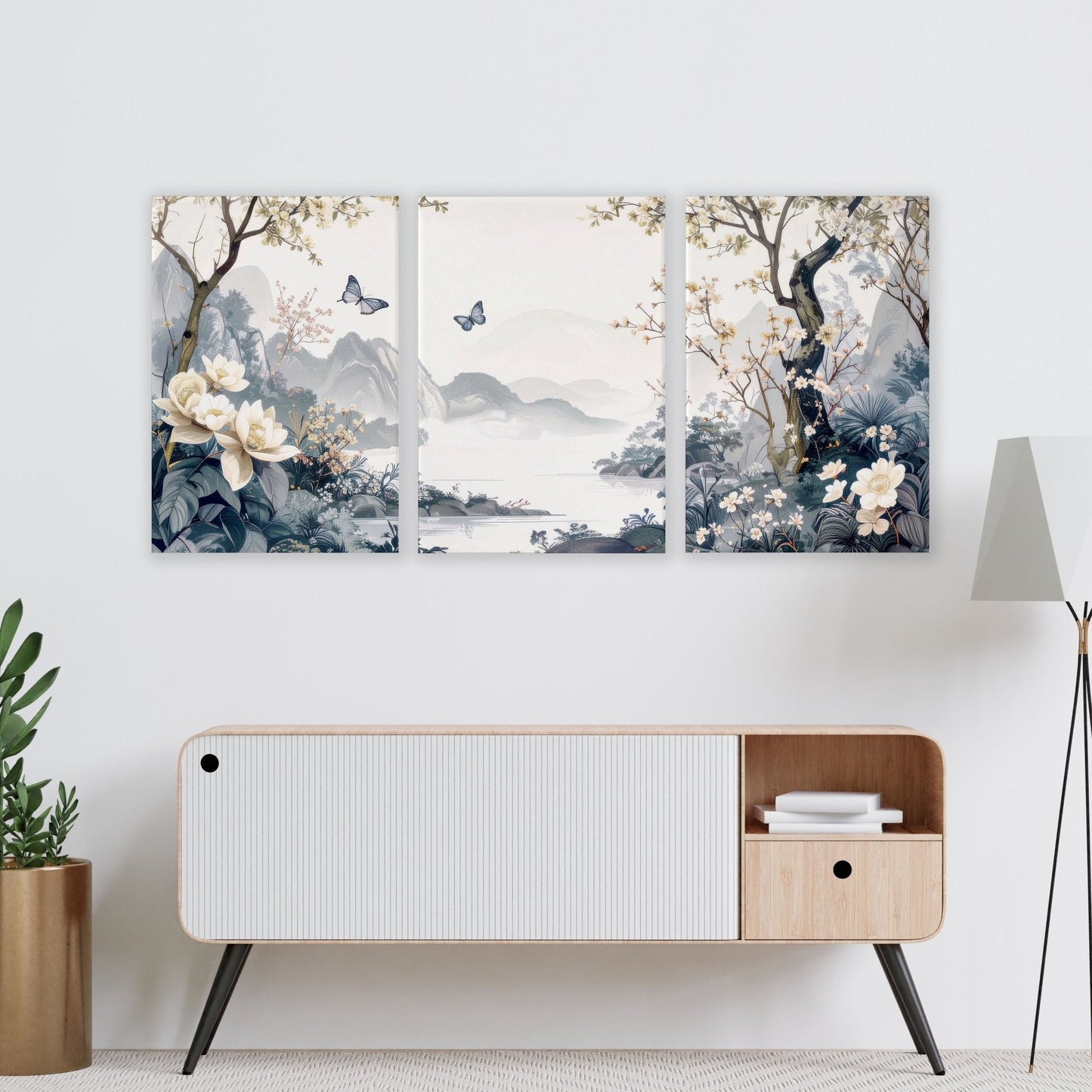 Paintings For Living Room | Set of 3 Chinoiserie Wall art Prints