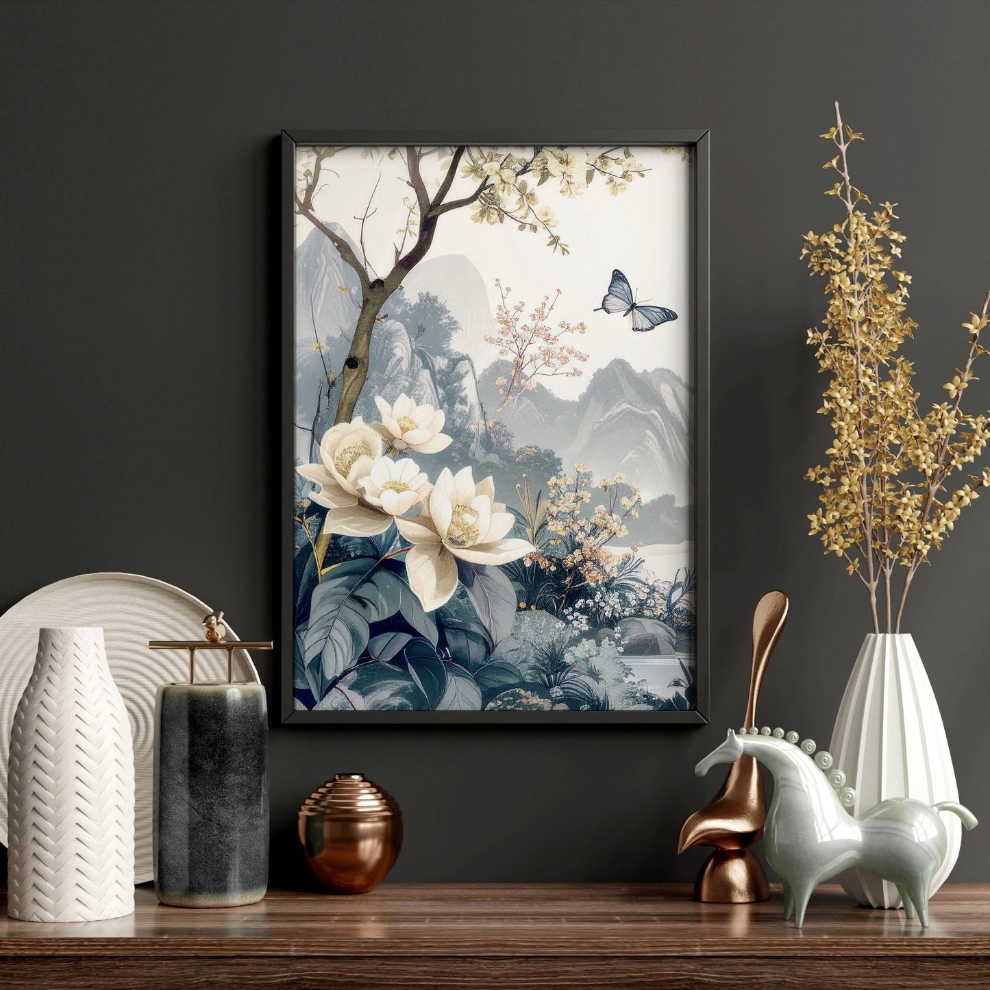 Paintings For Living Room | Set of 3 Chinoiserie Wall art Prints