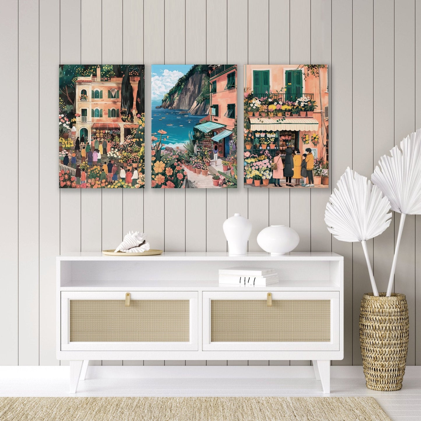 Paintings Living Room | Set of 3 Italian Lifestyle Wall art Prints