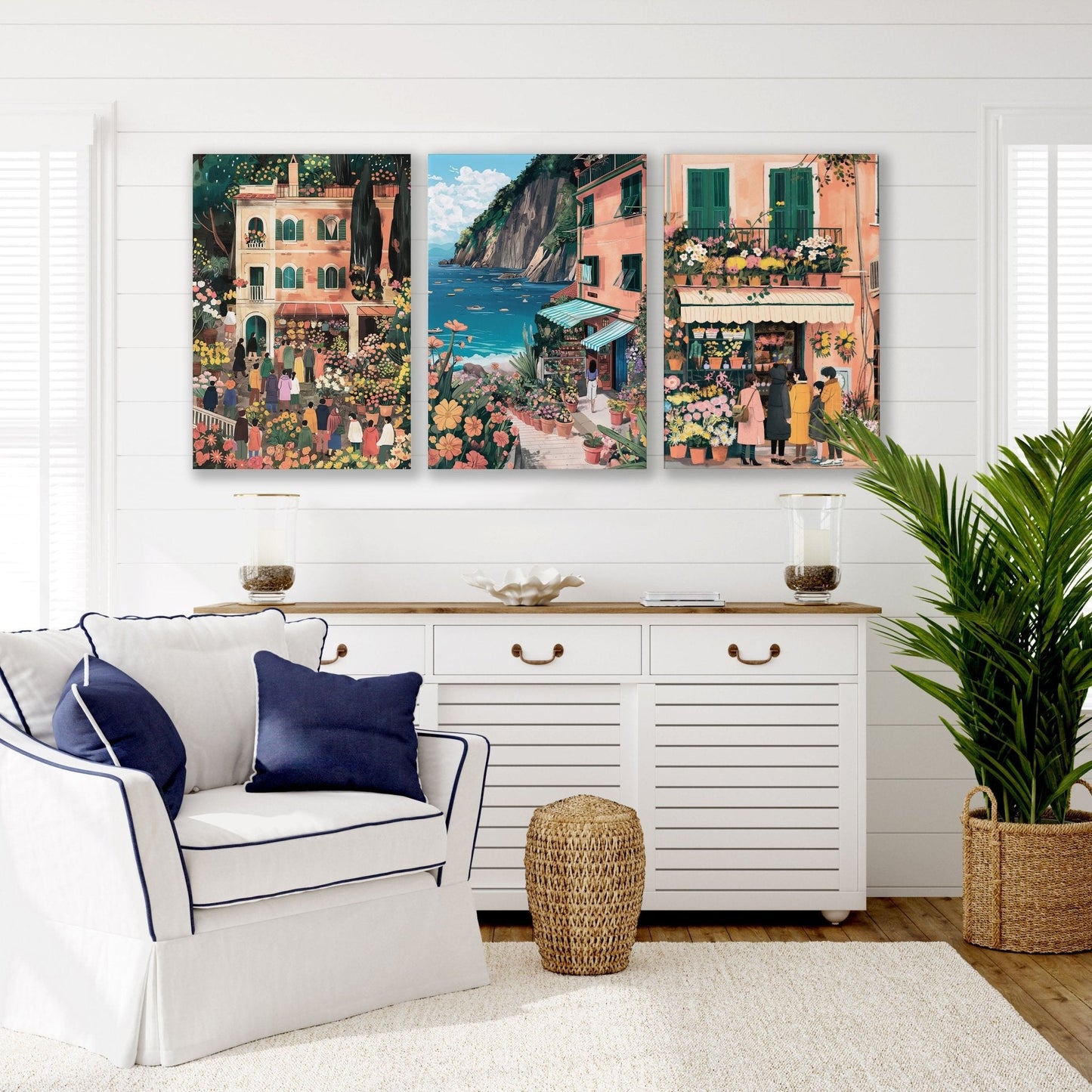 Paintings Living Room | Set of 3 Italian Lifestyle Wall art Prints