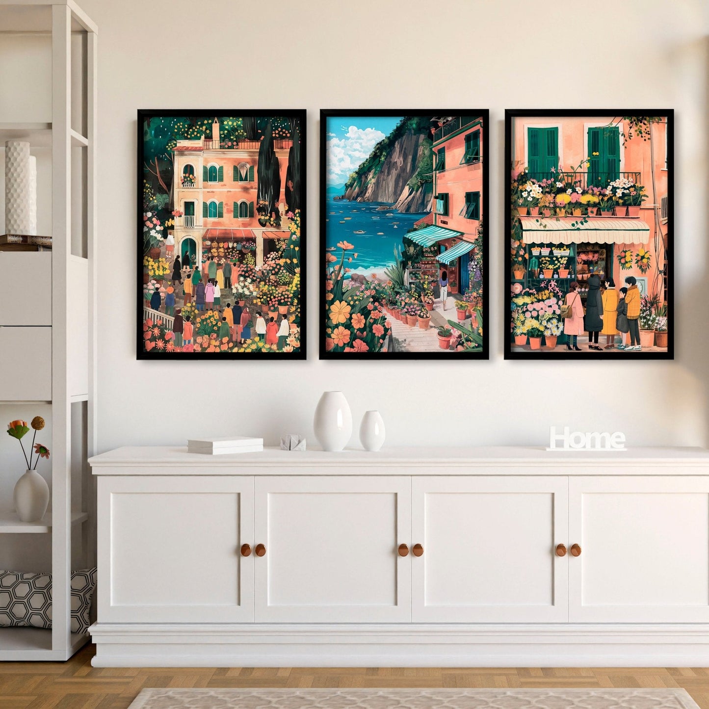 Paintings Living Room | Set of 3 Italian Lifestyle Wall art Prints