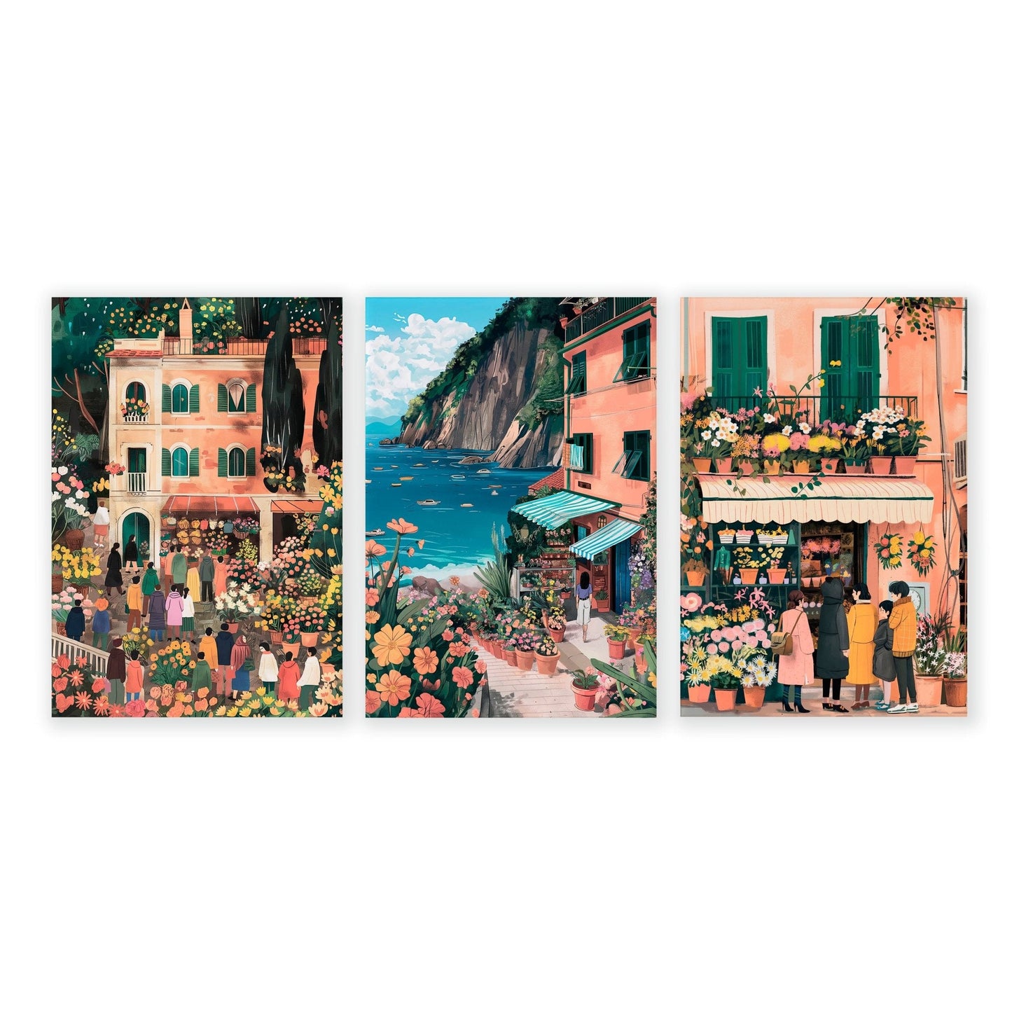 Paintings Living Room | Set of 3 Italian Lifestyle Wall art Prints