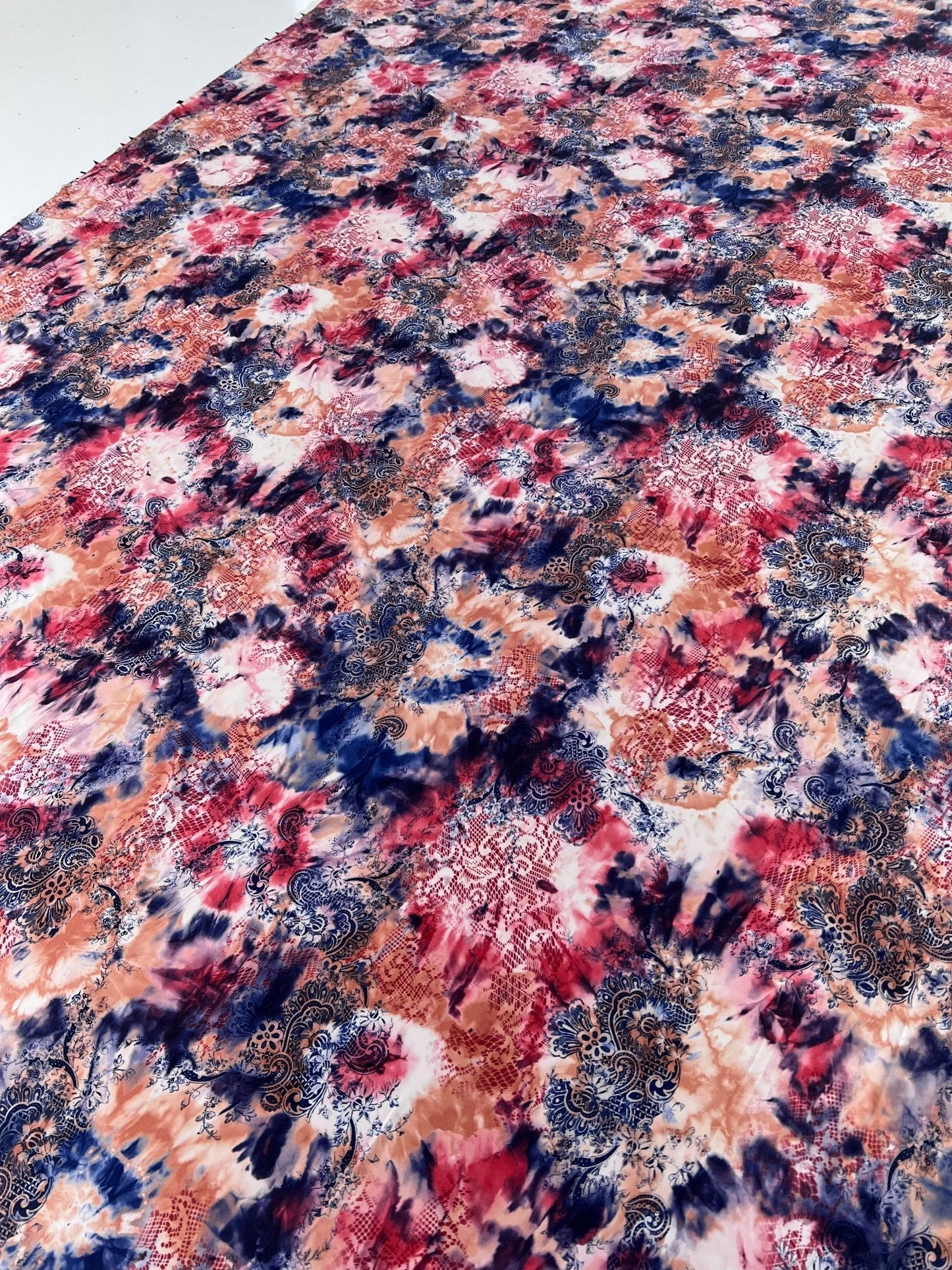 Paisley Tie Dye Mix Print Soft Touch 4 Way Stretch Fabric