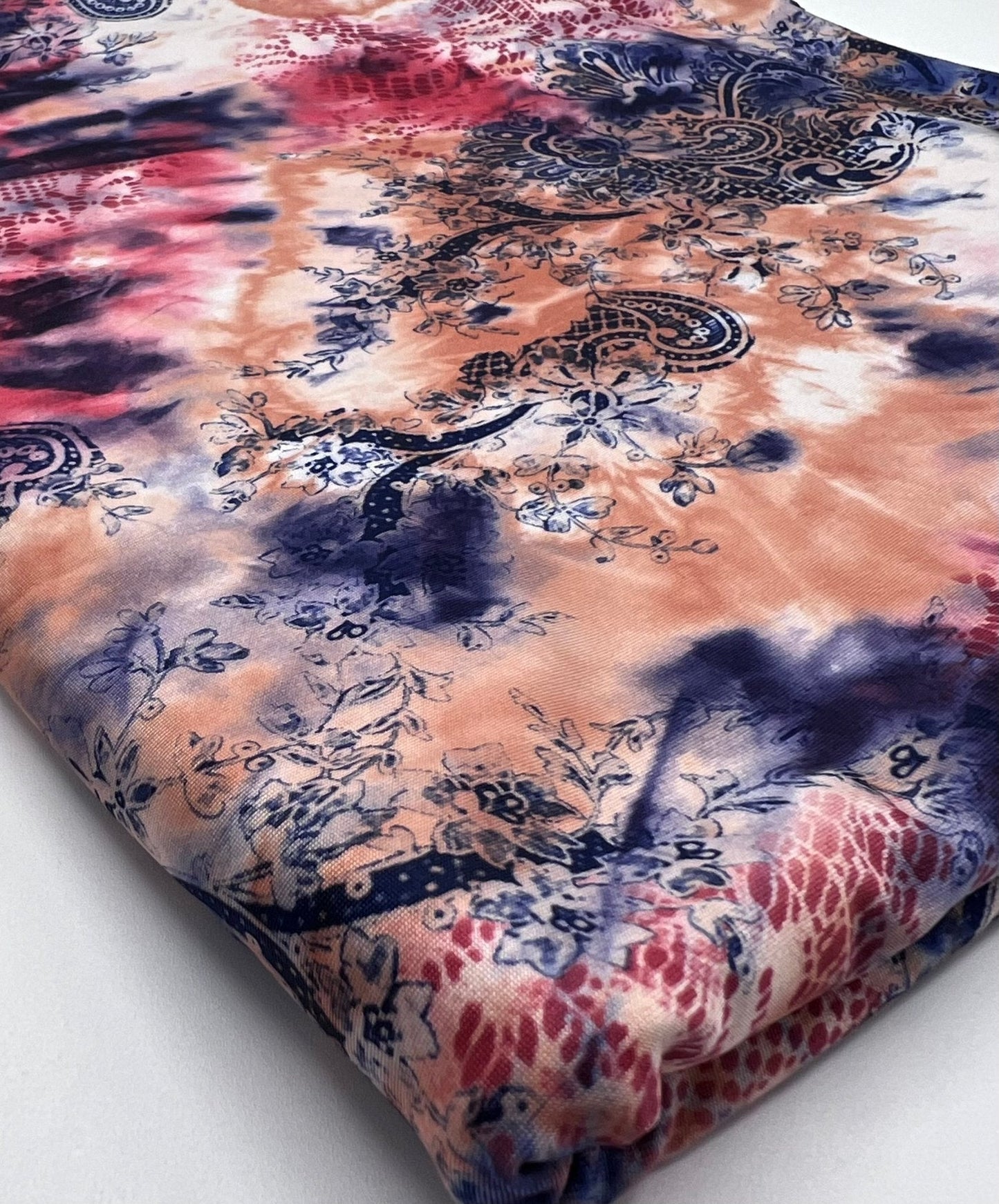 Paisley Tie Dye Mix Print Soft Touch 4 Way Stretch Fabric