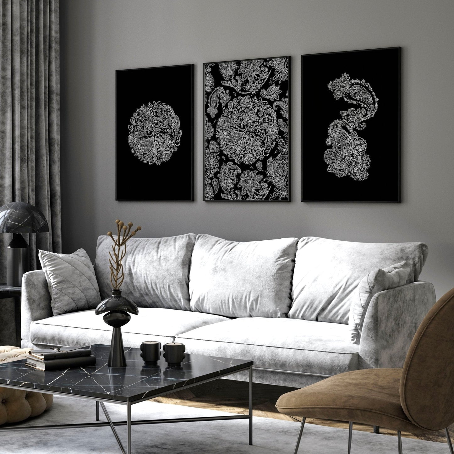 Wall art bohemian | set of 3 framed wall art prints