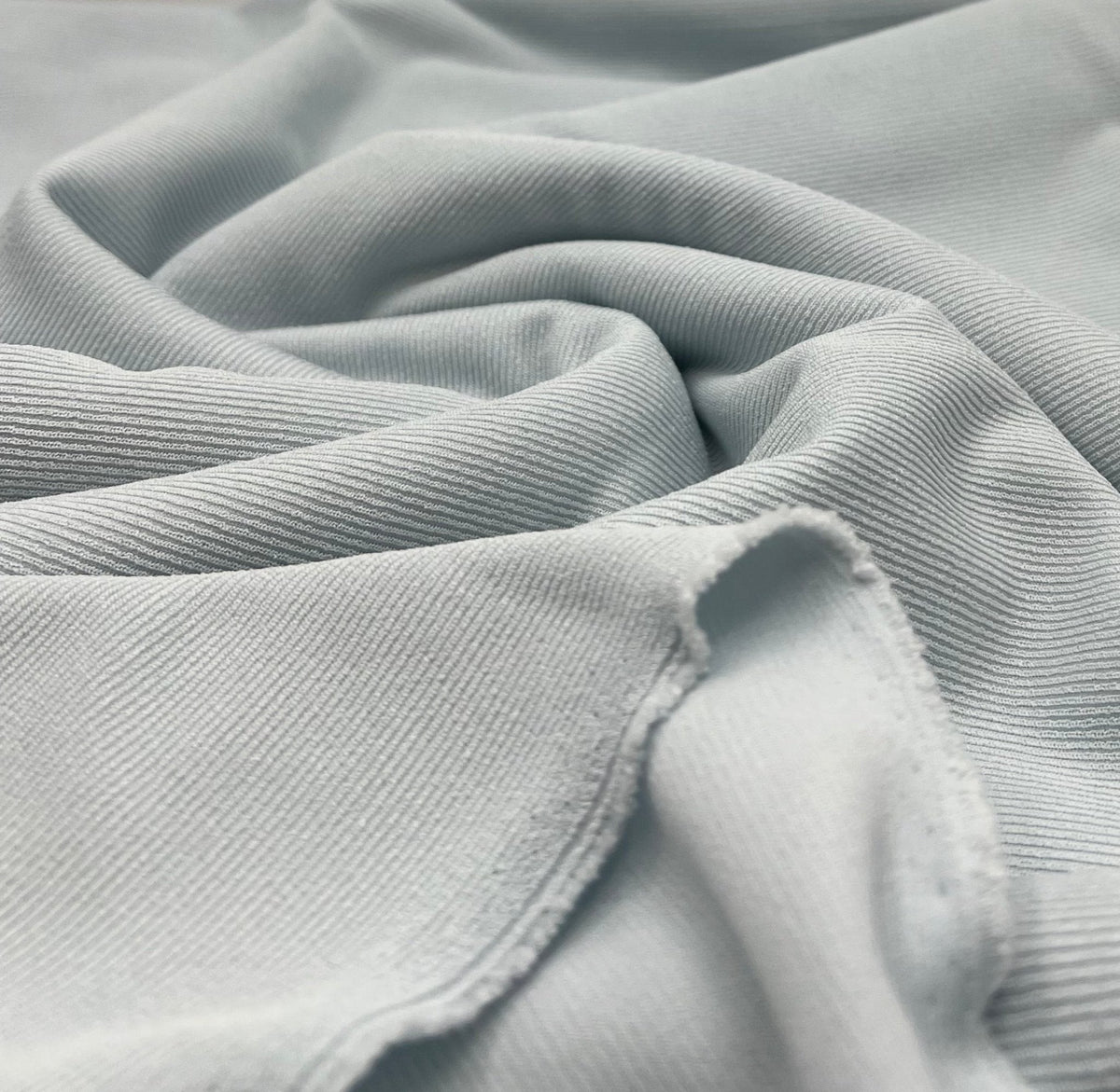 Pale Blue Fine Rib Stretch Fabric