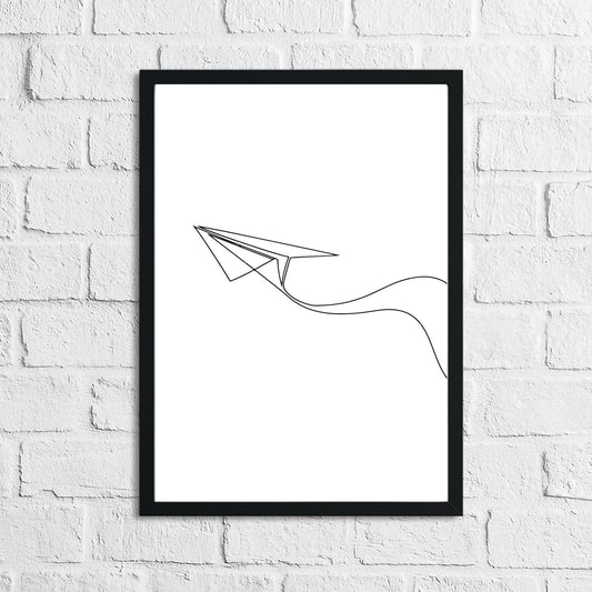Simple Paper Plane Line Work Bedroom Wall Decor Print
