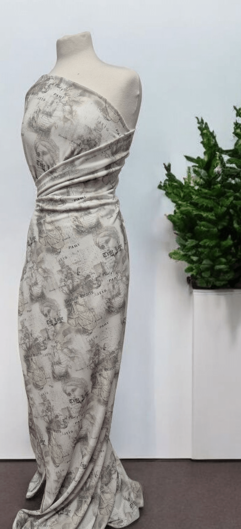 Paris Print Lightweight Jersey Crepe Fabric 4 Way Stretch