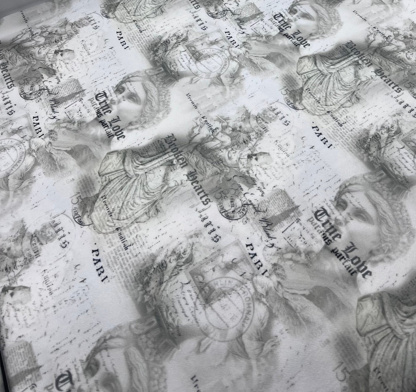 Paris Print Lightweight Jersey Crepe Fabric 4 Way Stretch
