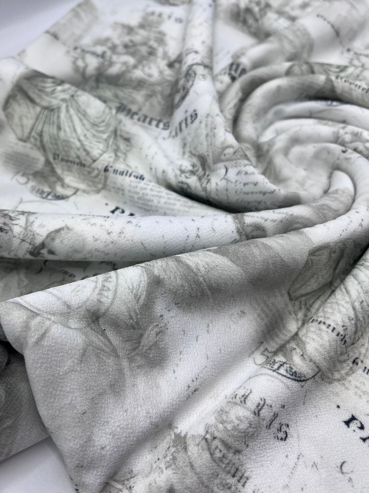 Paris Print Lightweight Jersey Crepe Fabric 4 Way Stretch