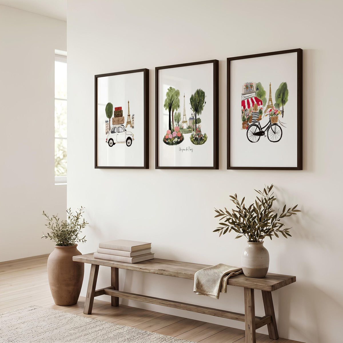 Paris Wall Art Decor "Un peu de Paris" Eiffel Tower Travel Prints | Set of 3