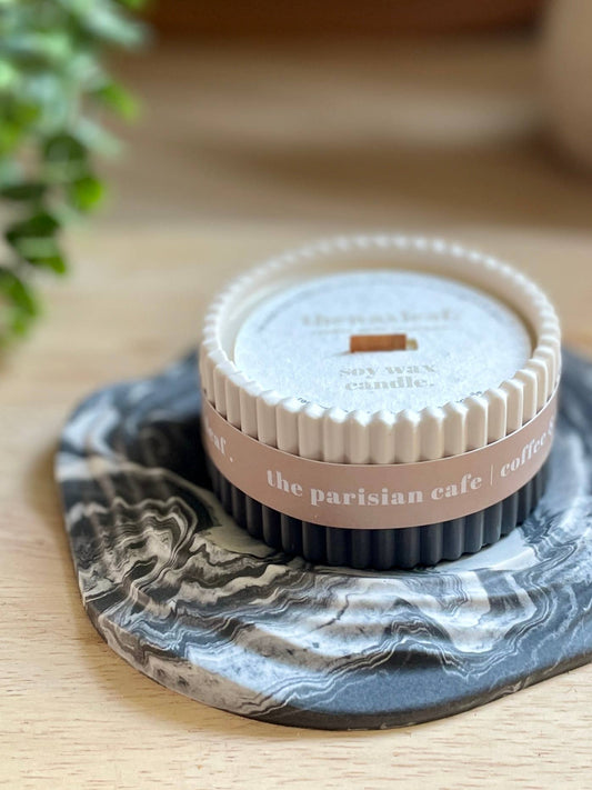Parisian Café Luxury Soy Candle – Coffee & Croissant Morning Scent