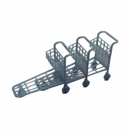 O Scale Ready to Paint Passenger Luggage Trolley (3 pack)