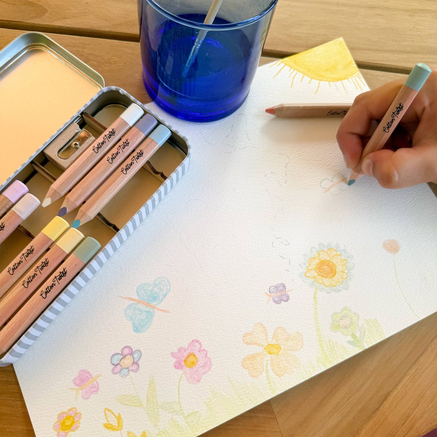 Pastel Mix Watercolour Pencils Gift Set in Reusable Tin