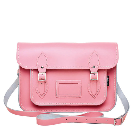 Handmade Leather Satchel - Pastel Pink