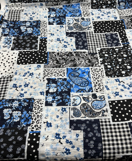Patterned Lightweight Crinkle Crepe Non Stretch Fabric
