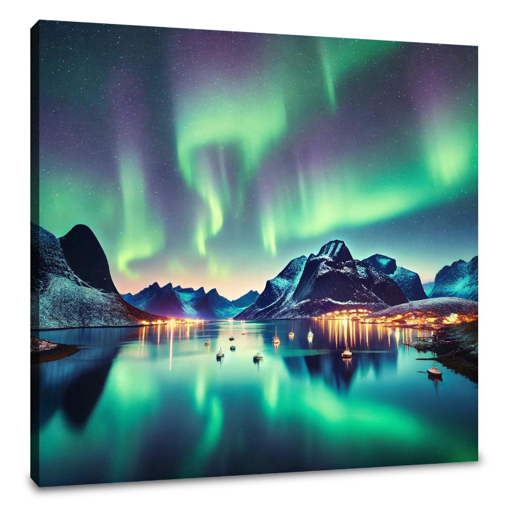 Aurora Fjord Canvas
