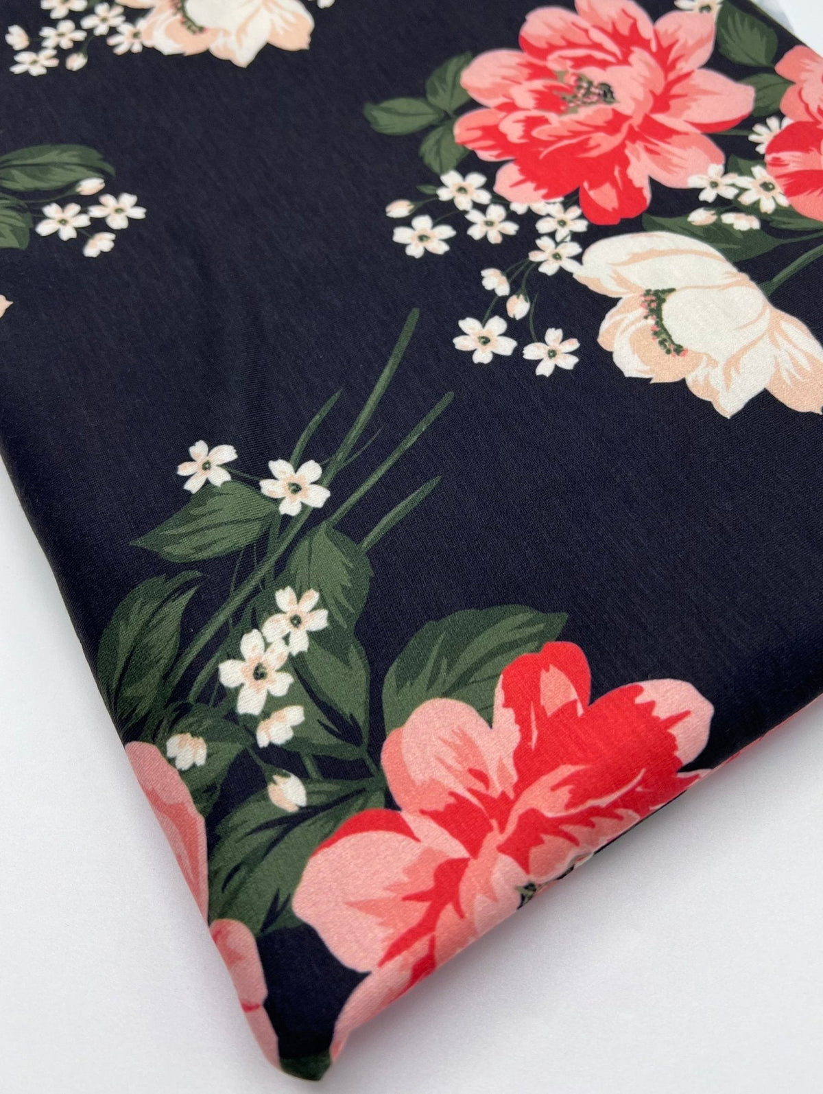 Peach Nude Floral Print Viscose Elastane 4 Way Stretch Fabric