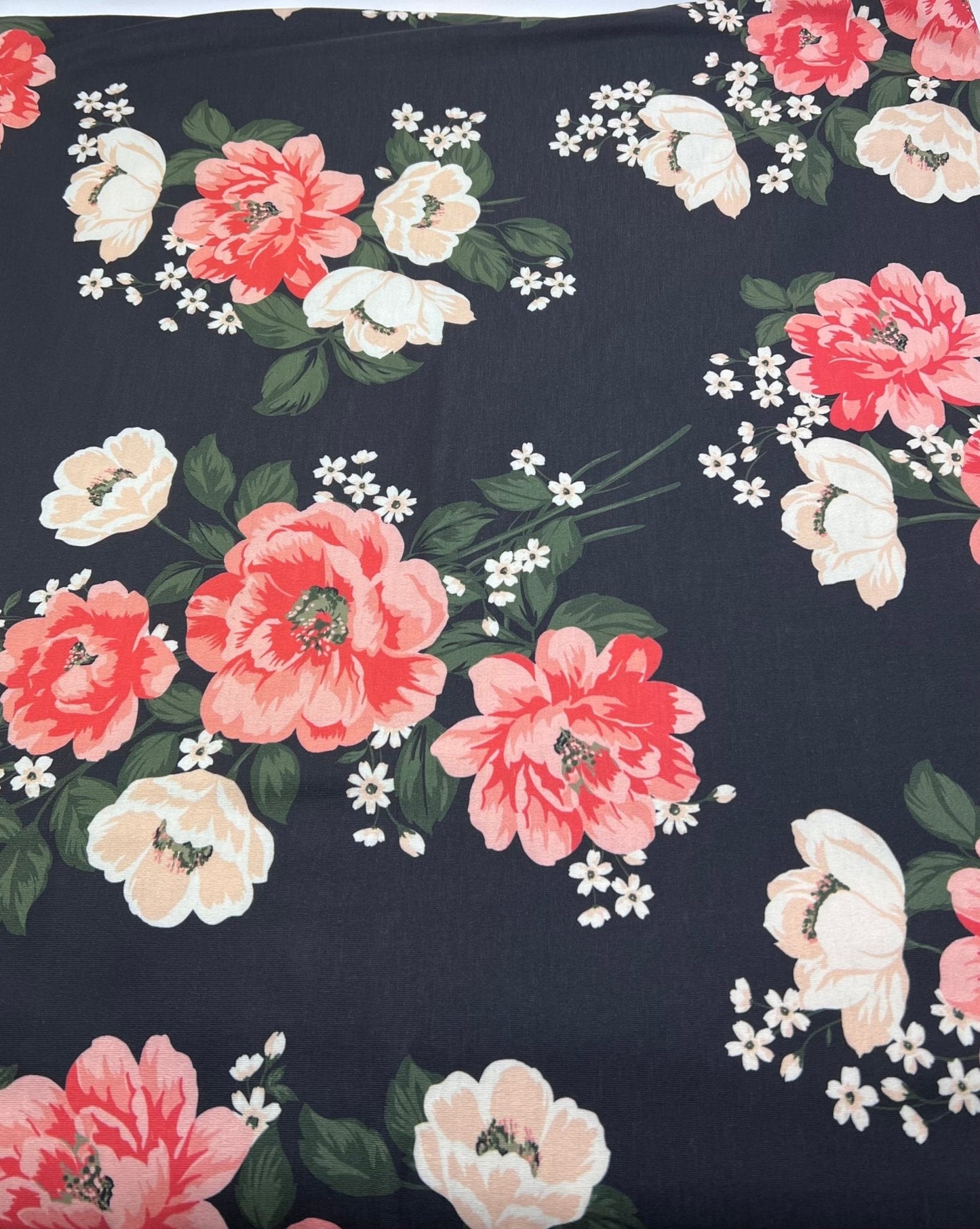 Peach Nude Floral Print Viscose Elastane 4 Way Stretch Fabric