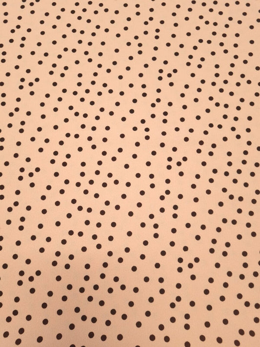 Peach Polka Dot Printed Scuba Crepe Jersey Fabric 4 Way Stretch
