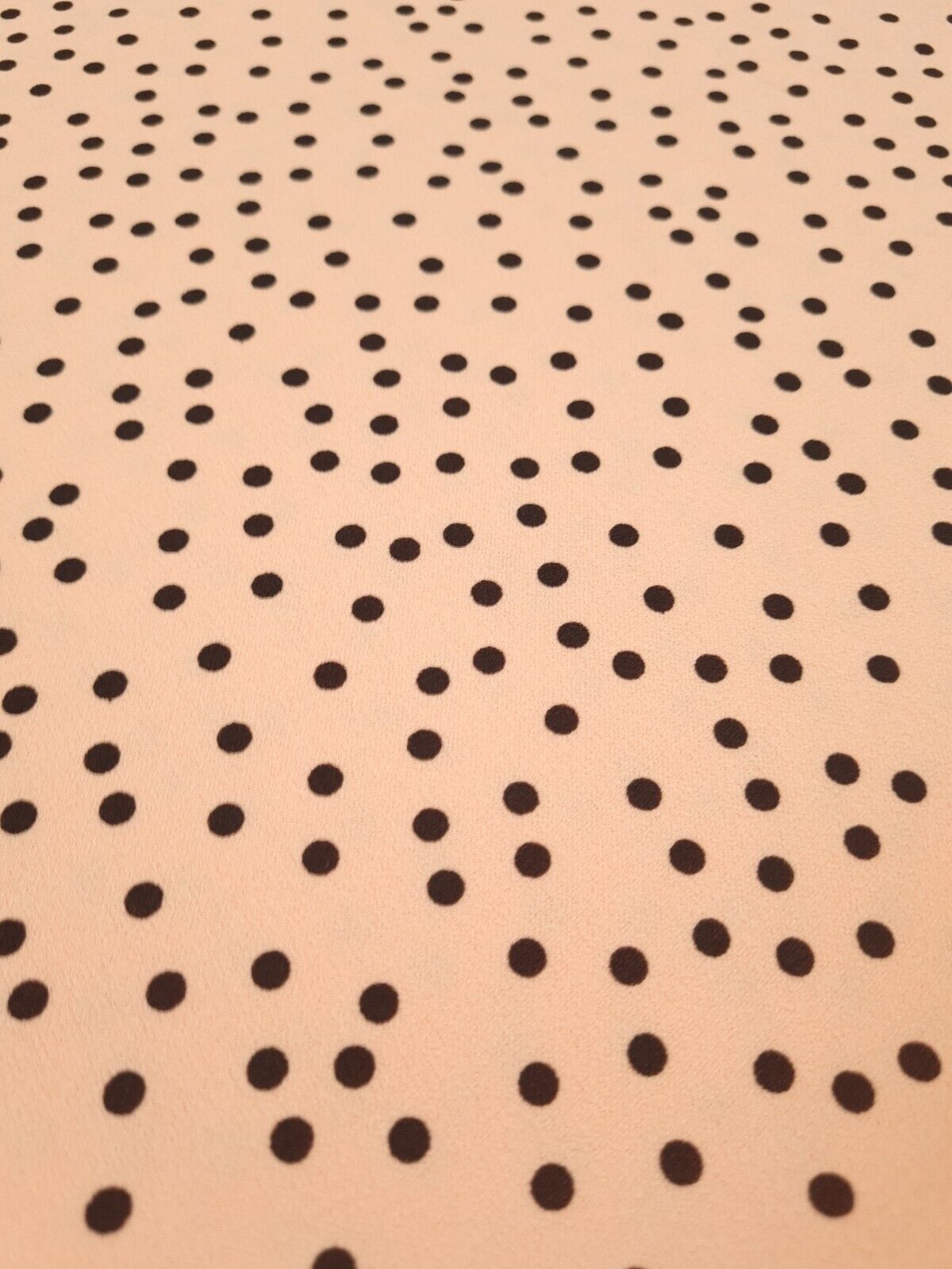 Peach Polka Dot Printed Scuba Crepe Jersey Fabric 4 Way Stretch