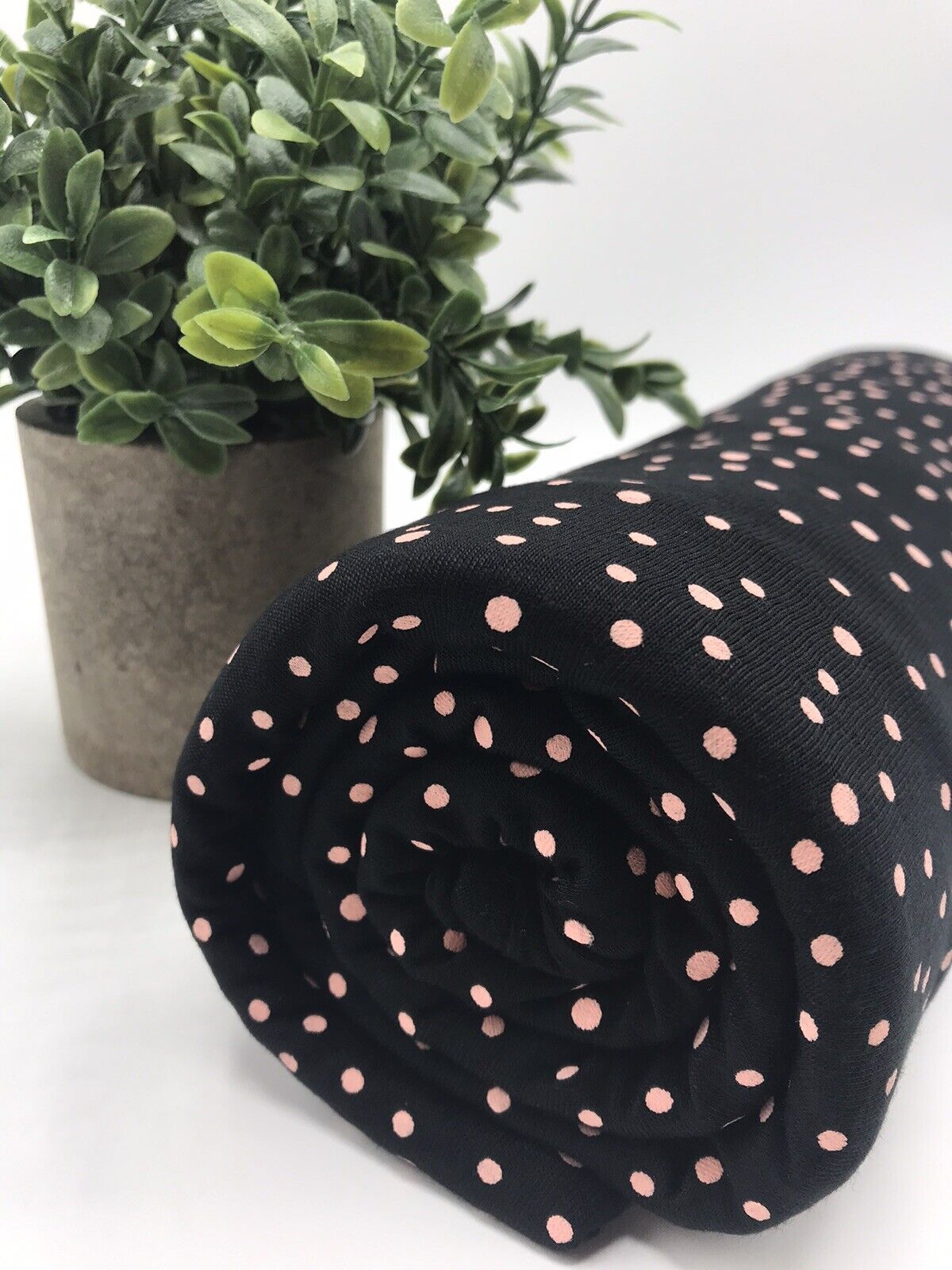 Peach Spotty Print Viscose Elastane Fabric