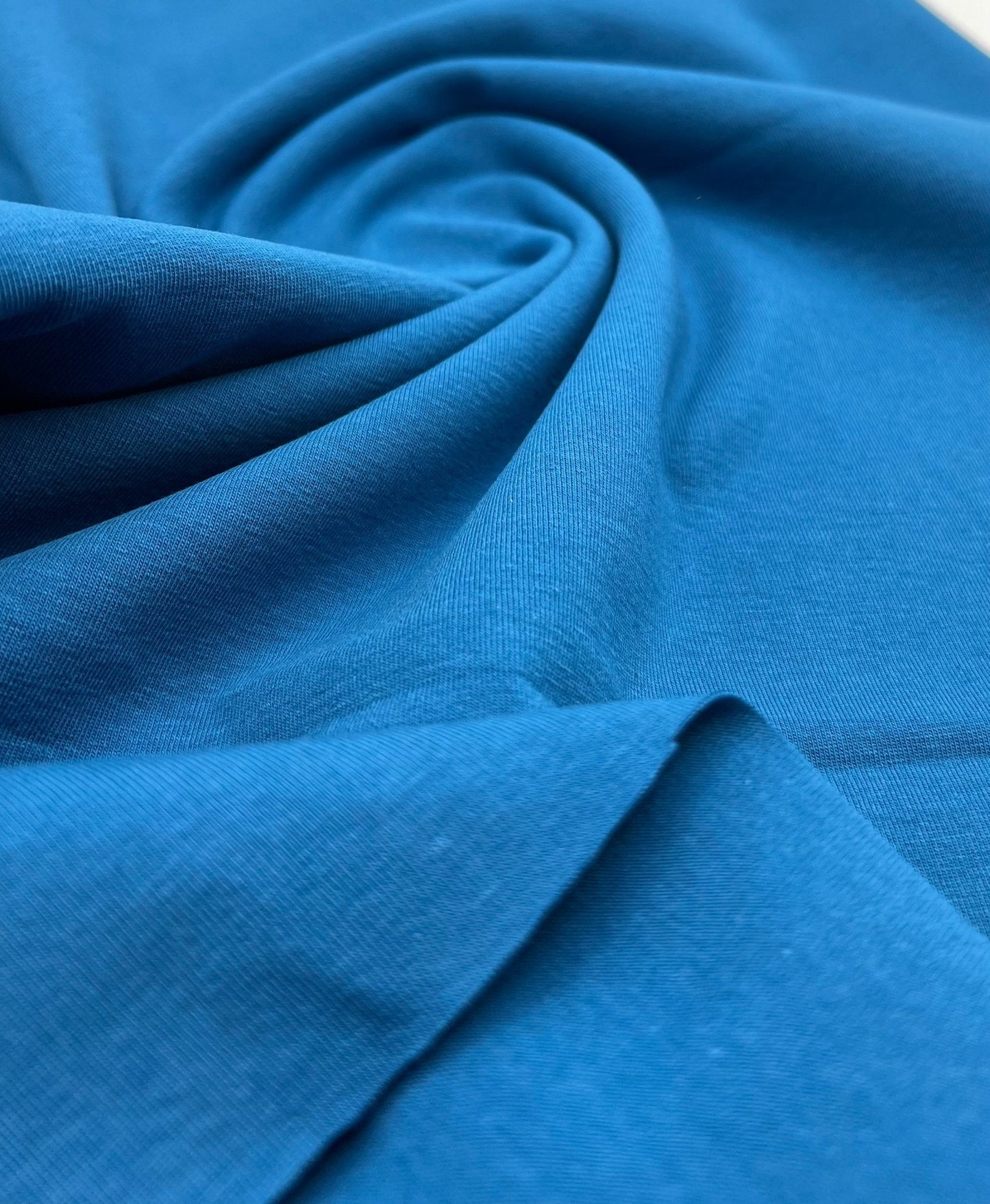 Peacock Blue Cotton Stretch Jersey 240 GSM 92/8 Lycra 4 Way Stretch