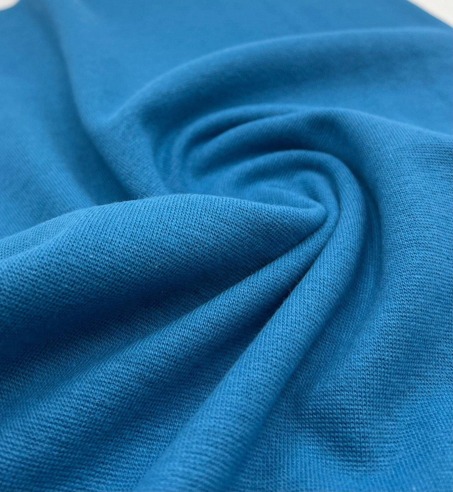 Peacock Blue Jersey Cuffing Ribbing Fabric 270 GSM Cotton Knit 70cm Wide