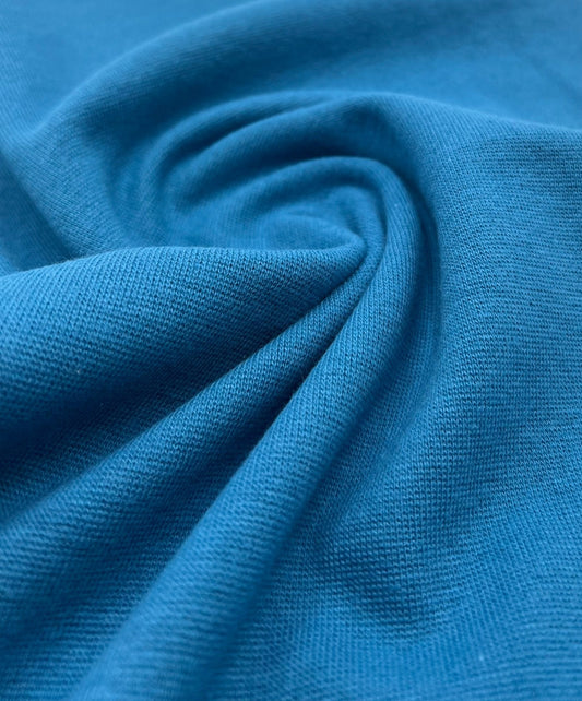 Peacock Blue Jersey Cuffing Ribbing Fabric 270 GSM Cotton Knit 70cm Wide