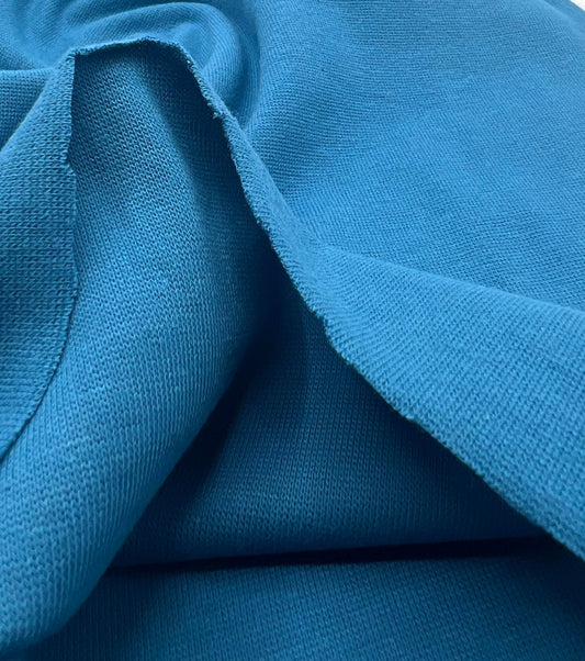 Peacock Blue Jersey Cuffing Ribbing Fabric 270 GSM Cotton Knit 70cm Wide