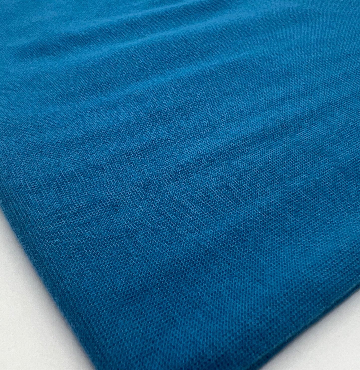 Peacock Blue Jersey Cuffing Ribbing Fabric 270 GSM Cotton Knit 70cm Wide