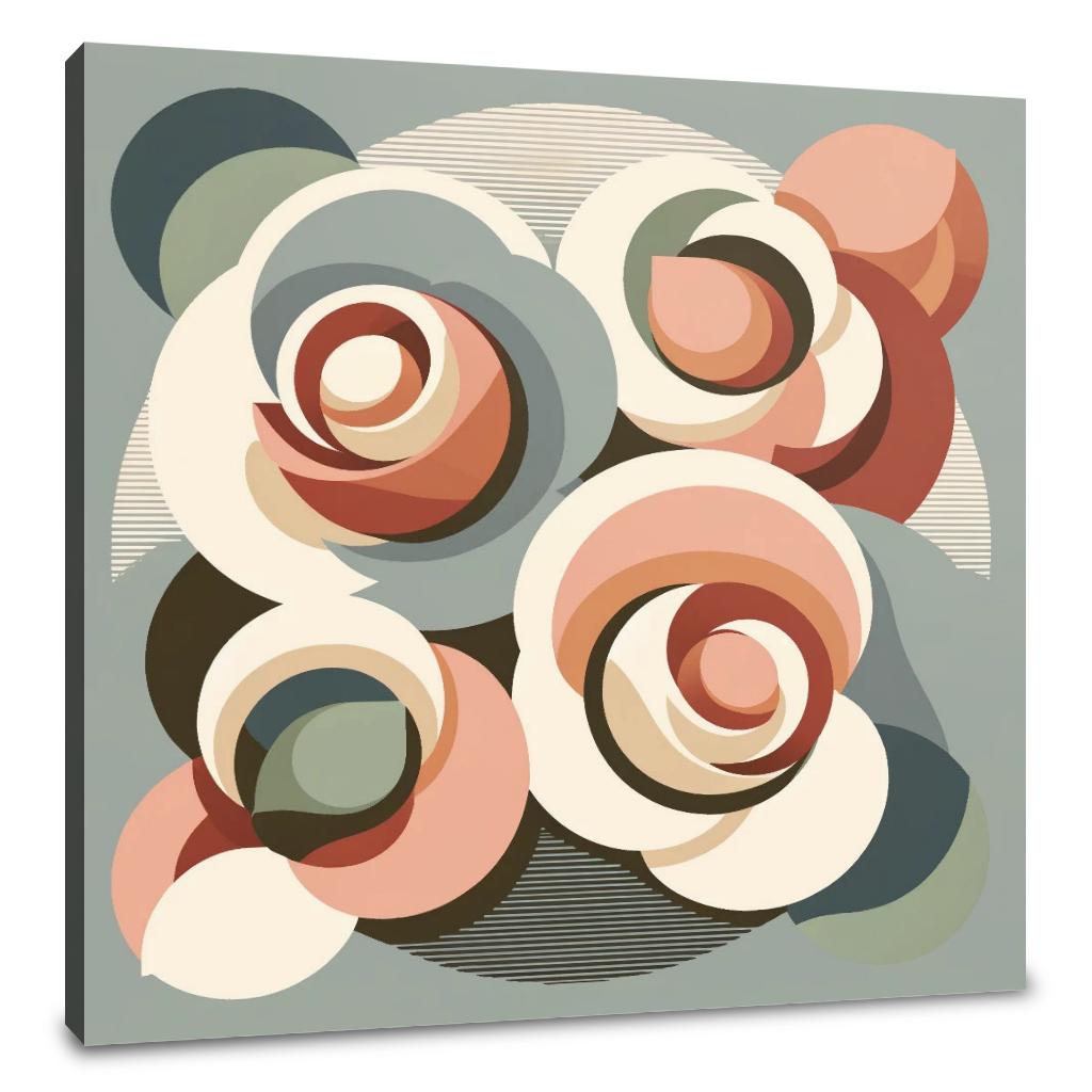 Mid-Century Modern Rose Symphony Canvas