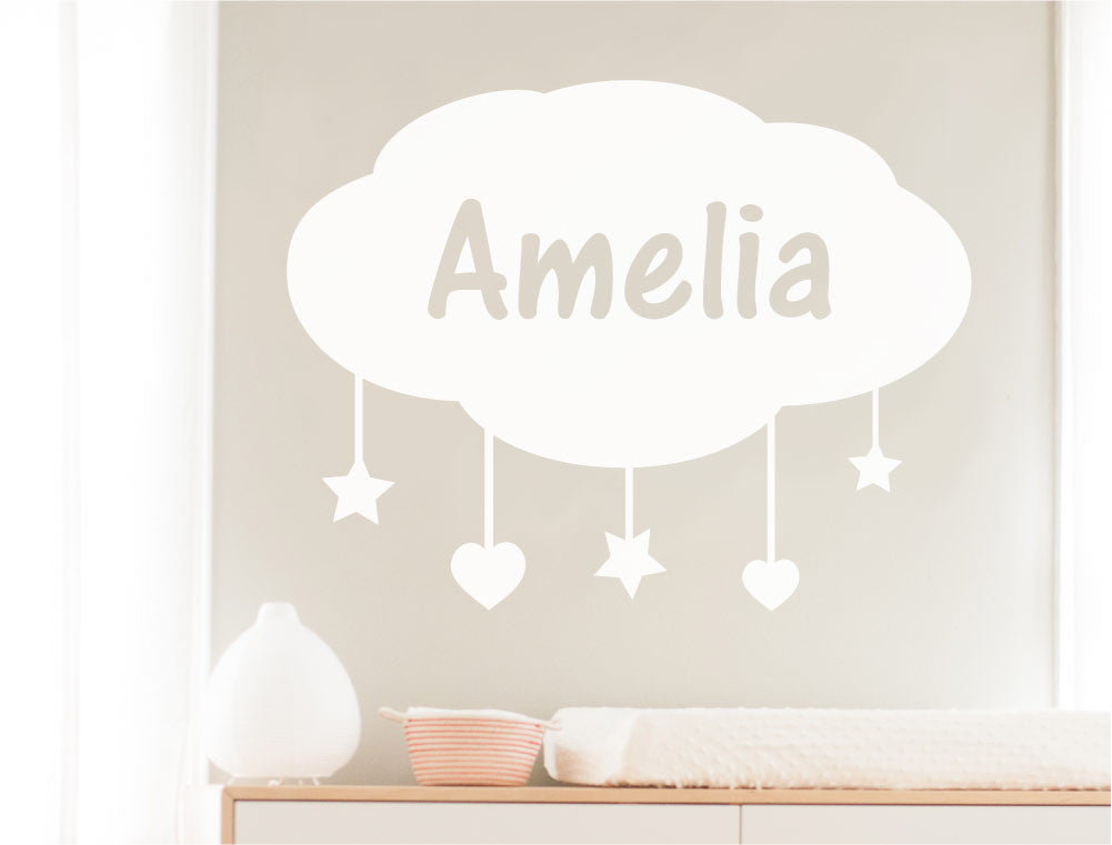 Cute Vinyl Name Sticker Cloud for Nursery