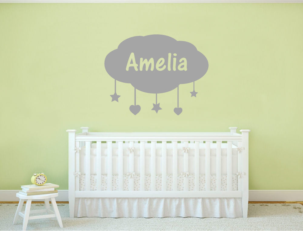 Cute Vinyl Name Sticker Cloud for Nursery