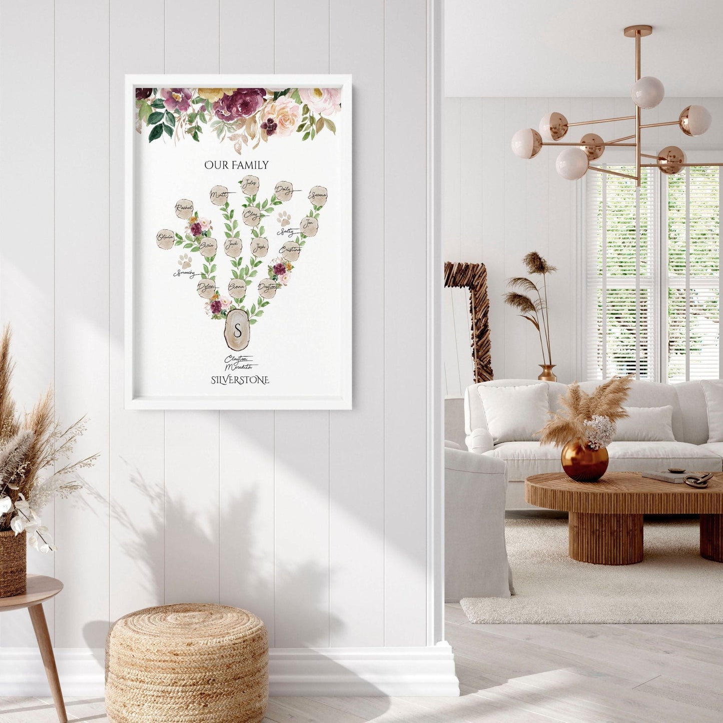 Family tree decor for wall | Personalised Wall art print