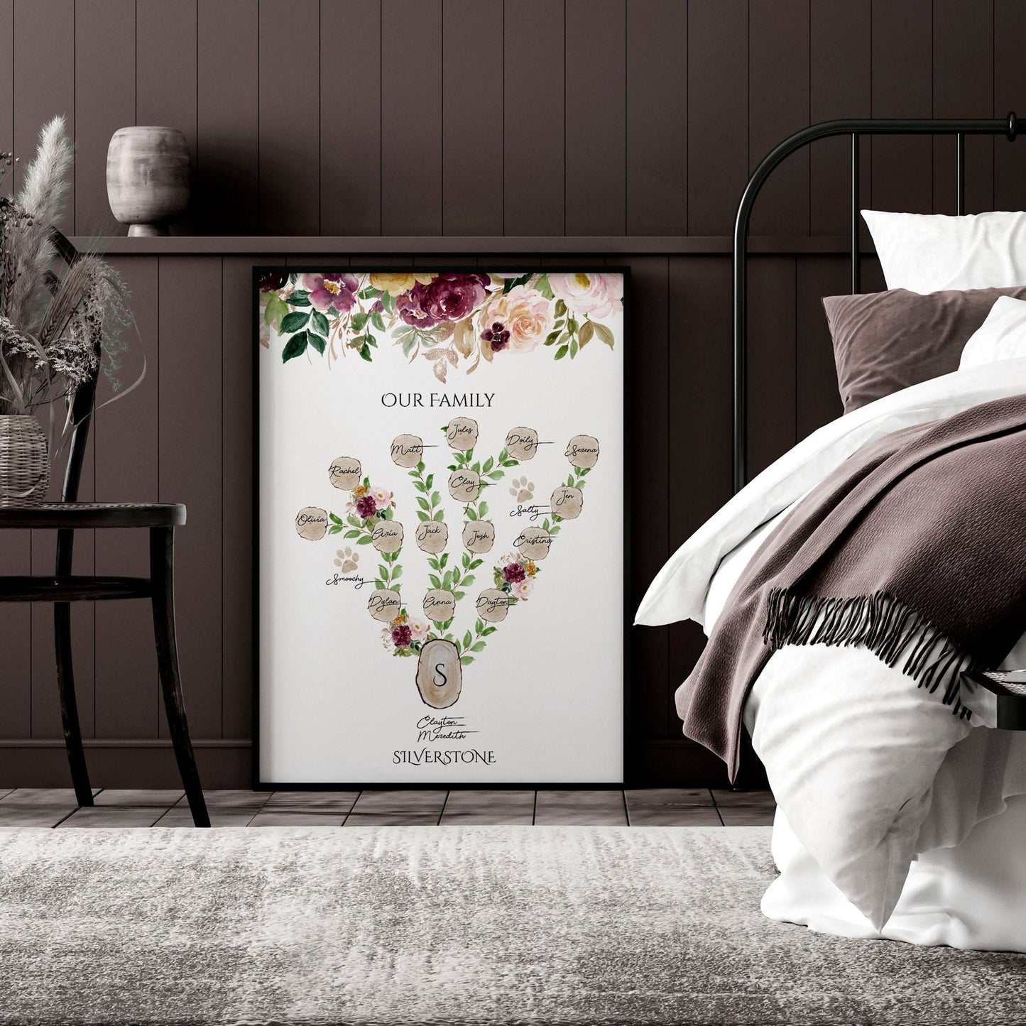 Family tree decor for wall | Personalised Wall art print