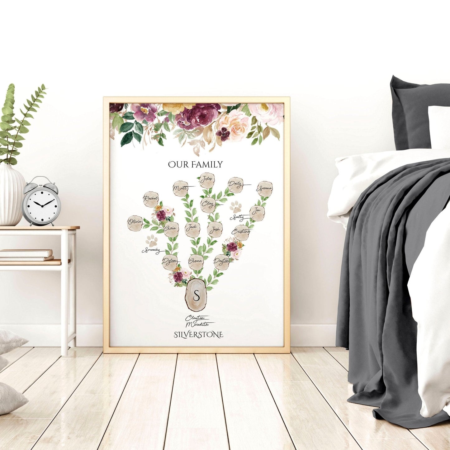 Family tree decor for wall | Personalised Wall art print