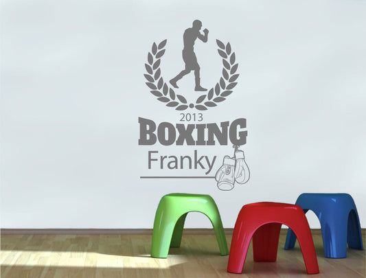 Personalised Boxing Wall Sticker – Custom Name Home Gym Decor