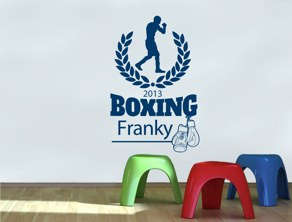 Personalised Boxing Wall Sticker – Custom Name Home Gym Decor