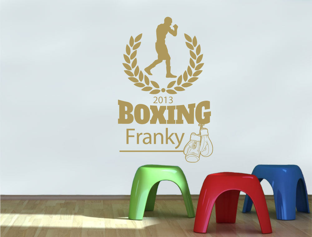 Personalised Boxing Wall Sticker – Custom Name Home Gym Decor