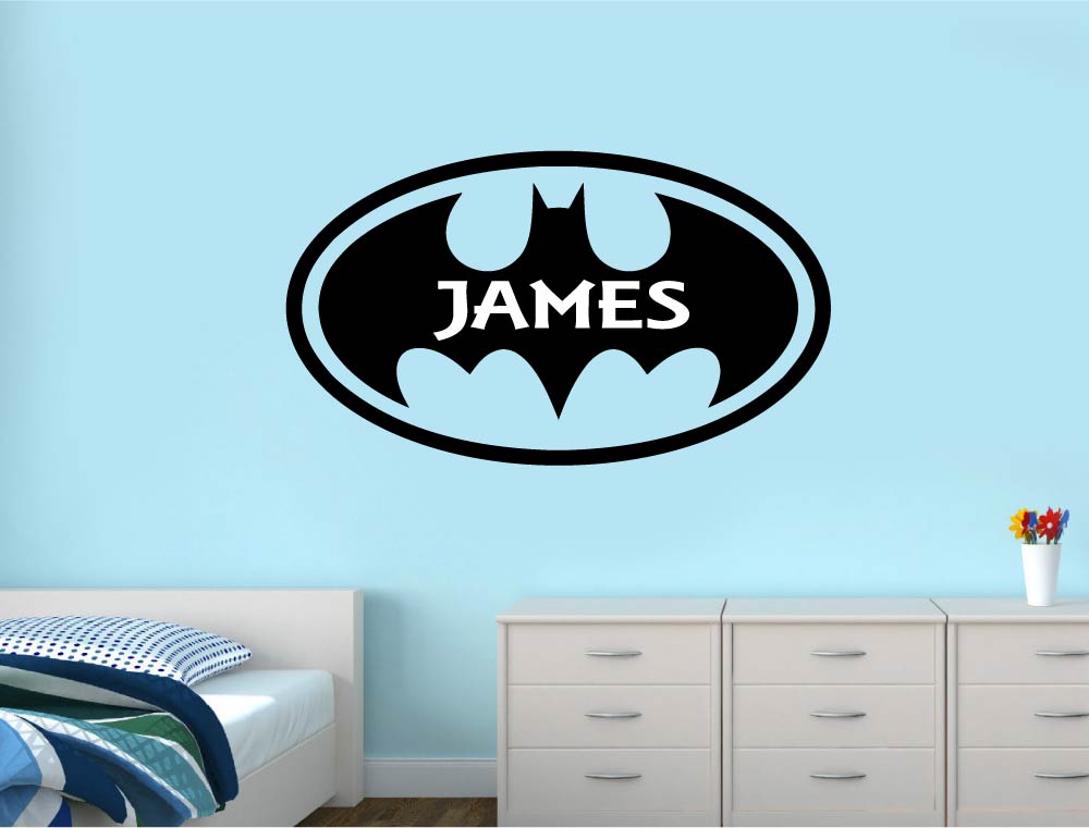Personalised Batman Superhero Wall Sticker – Custom Name Decal for Kids’ Bedroom