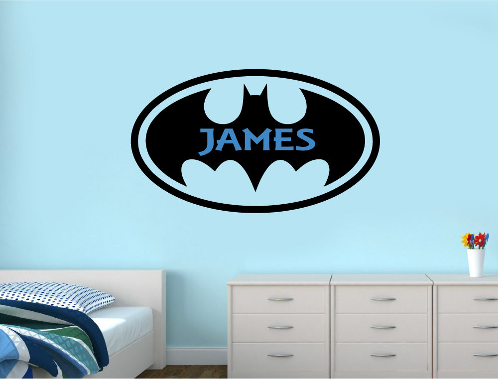 Personalised Batman Superhero Wall Sticker – Custom Name Decal for Kids’ Bedroom