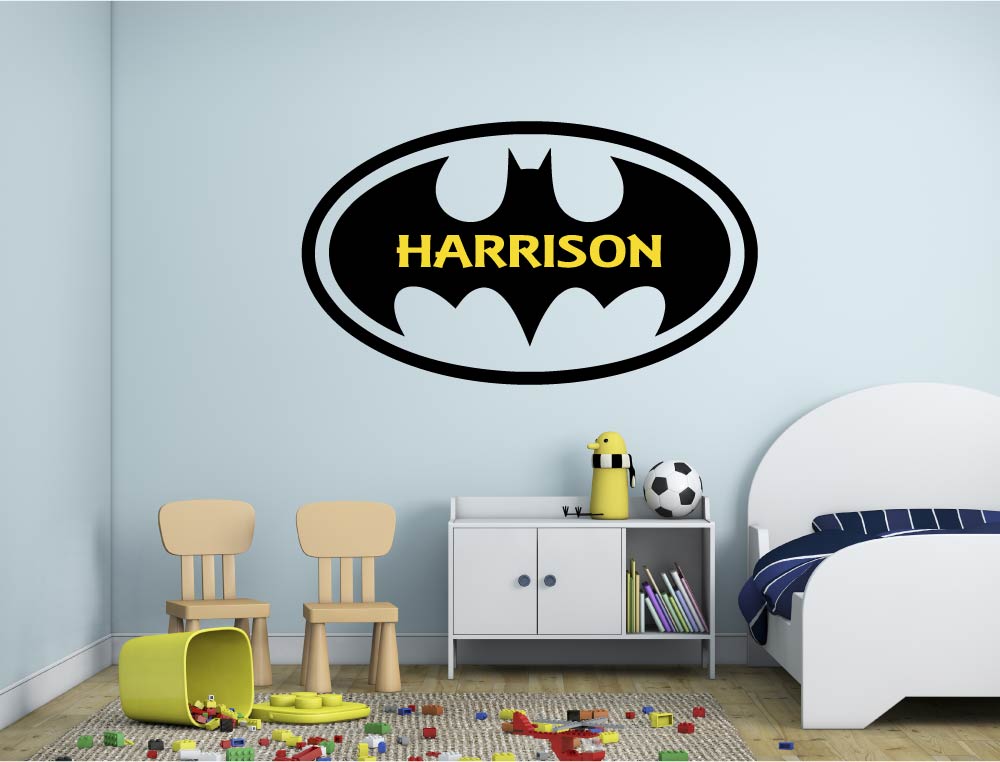 Personalised Batman Superhero Wall Sticker – Custom Name Decal for Kids’ Bedroom