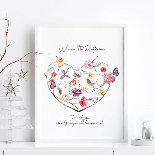 Family tree design wall art print