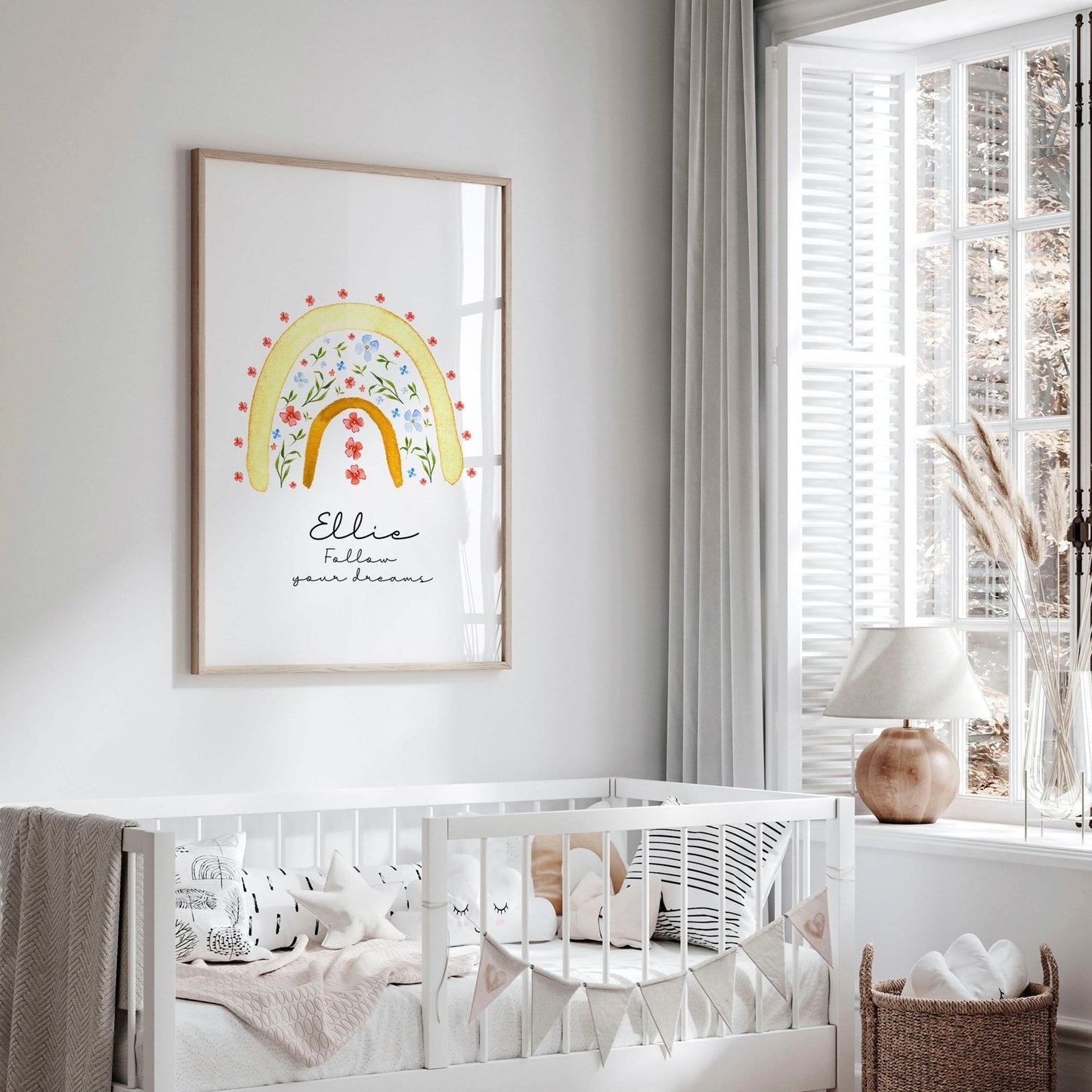 Rainbow nursery decor | Personalized wall art prints