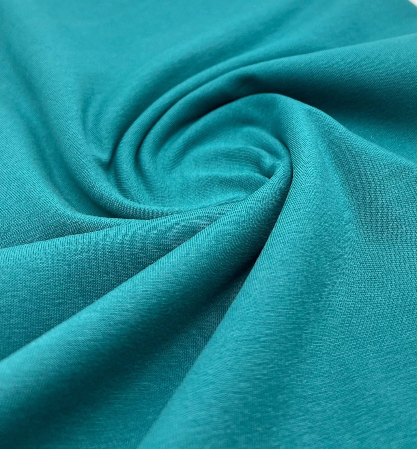 Petrol Green Cotton Stretch Jersey 240 GSM 92/8 Lycra 4 Way Stretch