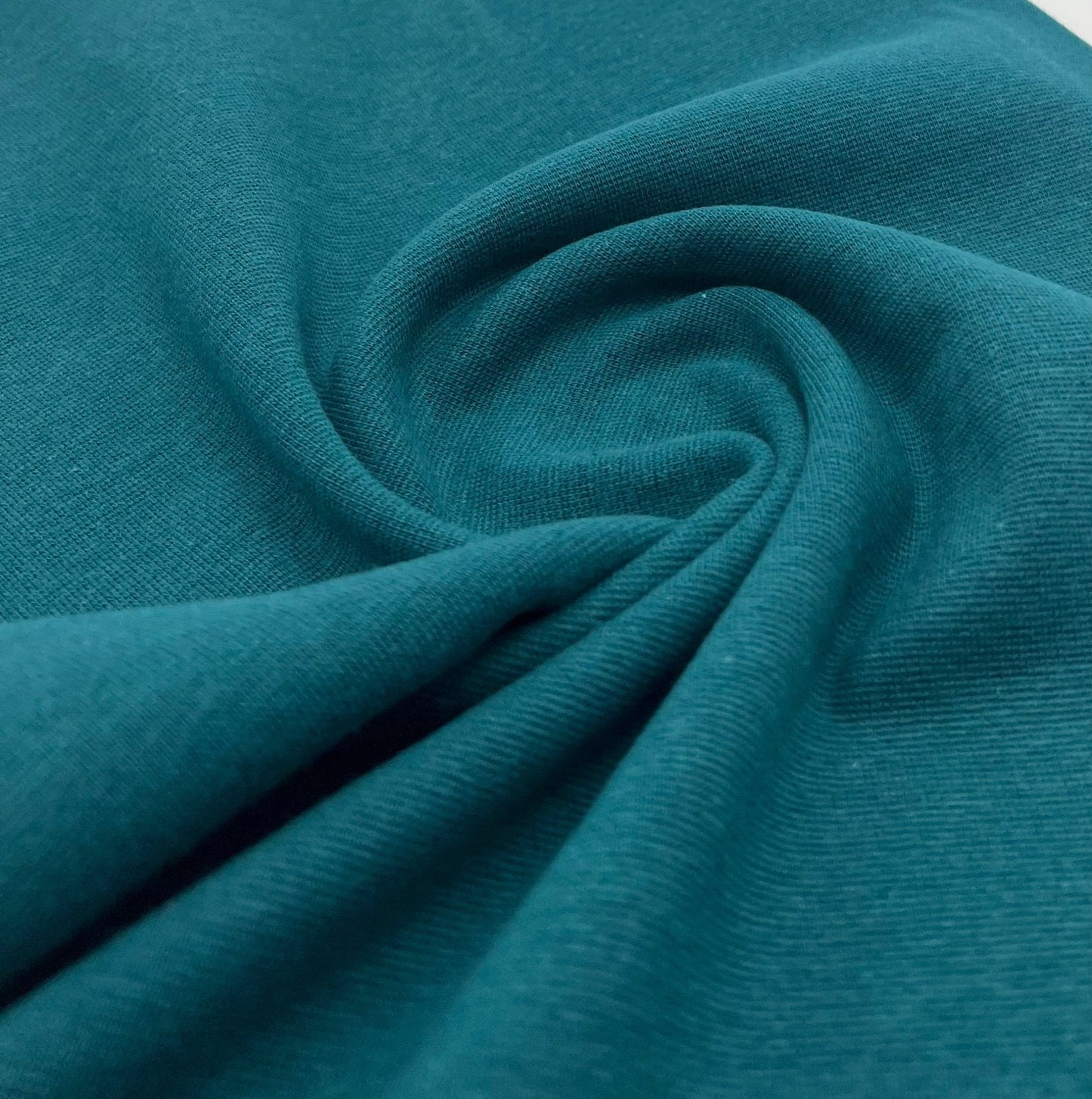Petrol Green Jersey Cuffing Ribbing Fabric 270 GSM Cotton Knit 70cm Wide