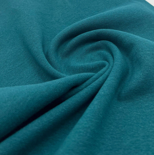 Petrol Green Jersey Cuffing Ribbing Fabric 270 GSM Cotton Knit 70cm Wide
