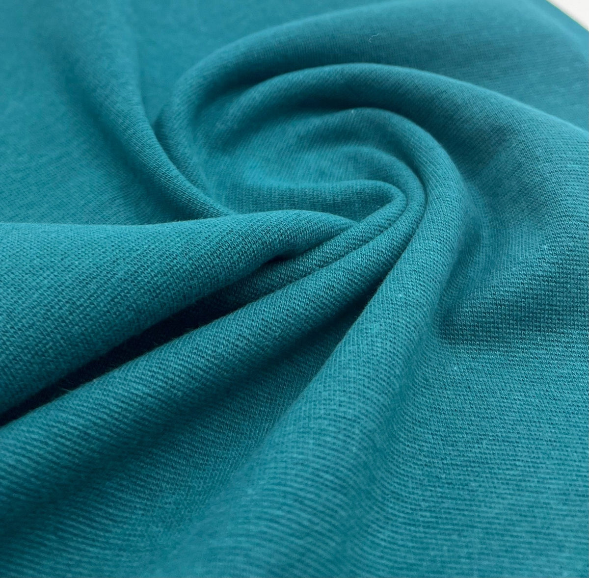Petrol Green Jersey Cuffing Ribbing Fabric 270 GSM Cotton Knit 70cm Wide
